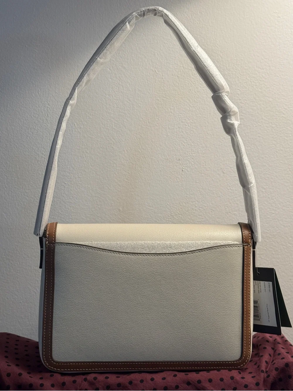 kate spade Cream and Brown Leather Color Block Medium Shoulder Bag
